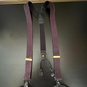 Vintage Black Red/Burgundy Basket Weave Suspenders